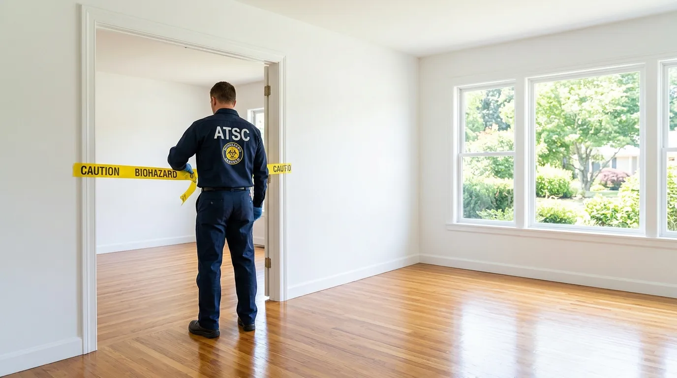 Certified biohazard cleanup crew performing Decomposition Cleanup in Wallington